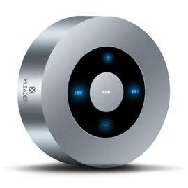 XLEADER Travel Case Packed, Upgraded, Bluetooth Wireless Speaker, Custom Bass Radiator, LED Touch Design, Tiny Pocket Speaker, Mic/TF Card/Aux, 15H Playtime, for Travel Kitchen Office, Space Silver