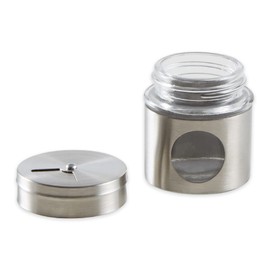 RSVP International Endurance Kitchen Collection Spice & Seasoning Shaker Bottle, Glass Encased in Stainless Steel, Adjustable Screw on Lid, 2 Fl oz Capacity