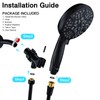 Matt Black Shower Head with Handheld Spray High Pressure-Multifunction Strong
