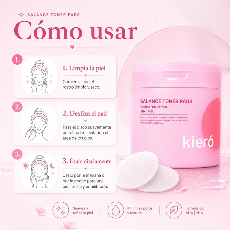 KIERO Toner Pads Coreanos Balance con AHA y PHA 60
