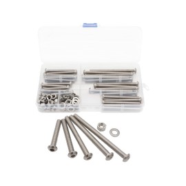 LBY 25 Sets Socket Head Cap Screw Assortment Kit, M6 × (40~80mm) Button Head Socket Cap Bolts, 5 Sizes (with Nuts & Flat Washers), 304 Stainless Steel (Silver)
