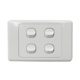 Contech CLSOL 4 Gang 2 Way Push Button Light Switch Horizontal, SAA Approved, 10A 250V PVC White, Button Rotatable