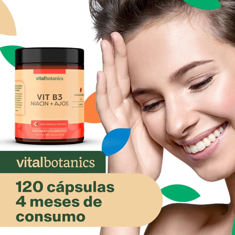 Vitalbotanics Niacina Vitamina B3 Con 120 Capsulas De 500mg Sabor