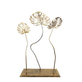 FixtureDisplays 12"H Metal Art Monstera Leaf Craft Tabletop Decor Counter Home Office Lobby