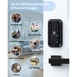 BE-TECH Keyless Entry Door Lock with Keypad - Smart Digital Door Lock Deadbolt for Front Doors, Bedrooms - Electronic Door Lock with Code for Maximum Security - Generate Temporary Passwords, Black