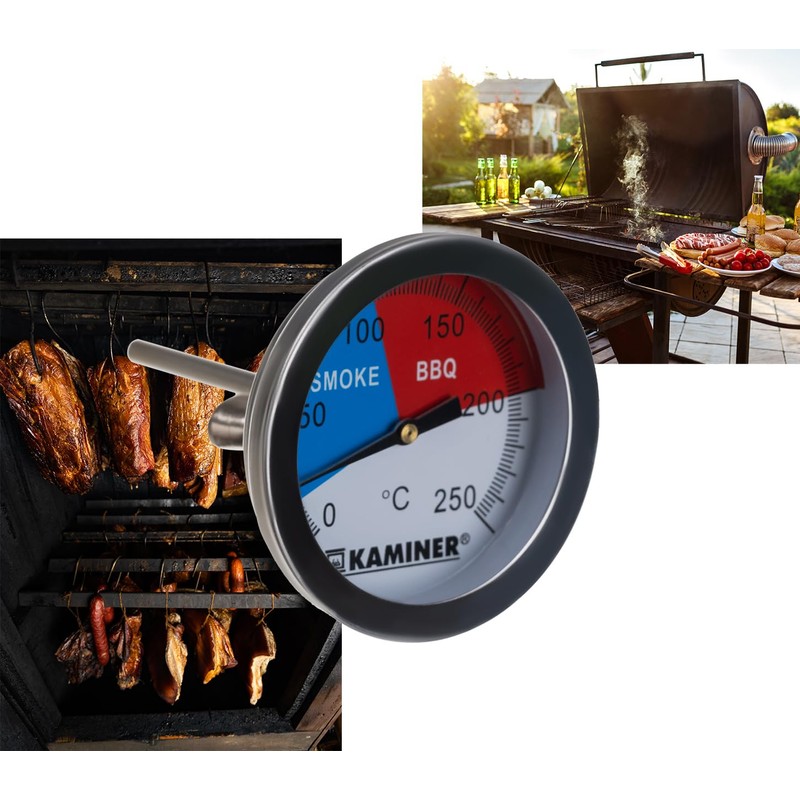 Grillthermometer Analog Fleischthermometer bis 250°C Grill Smoker Räuchern Ø 5