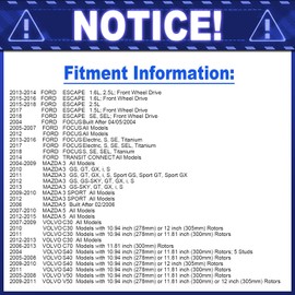 Front Ceramic Brake Pads, D1044 Brake Pads Front Set for 2004-2018 Ford Focus, 2013-2018 Escape, 2014 Transit Connect, 04-13 Mazda 3, 06-15 Mazda 5, 07-13 Volvo C30, C70, S40, V50