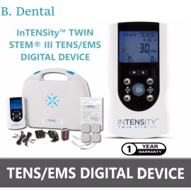 Roscoe Medical TENS EMS DIGITAL DEVICE InTENSity Twin Stim III, 1 Year Wrnty, 4 Modes, Complete