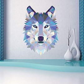 Ambiance Sticker Origami Wolf Head Wall Sticker – Origami Wall Decoration for Bedrooms and Living Rooms – 40 x 30 cm