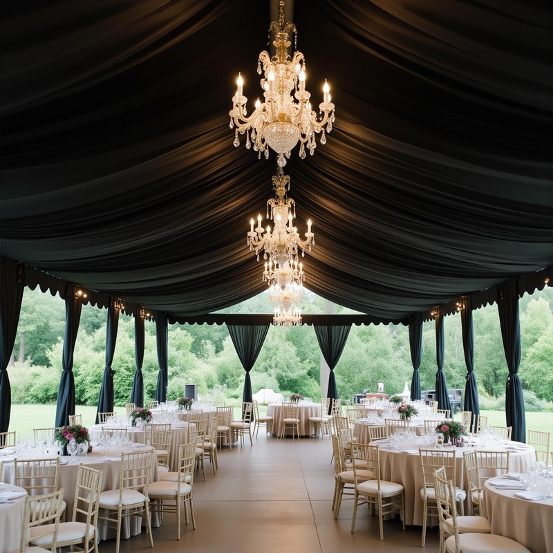 20ftx20ft Black Backdrop Ceiling Drapes,4Panels 20ft Height Wrinkle Free Tent