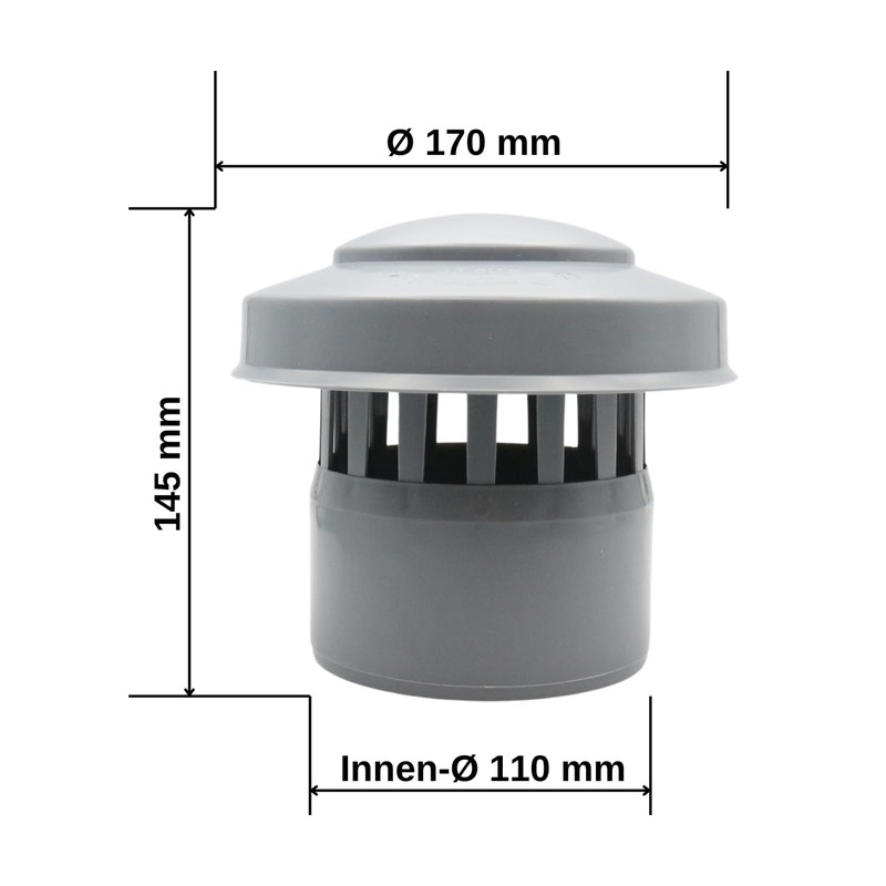 MD Technic Ventilation Hood Haze Hood Roof Vent DN50, DN75,