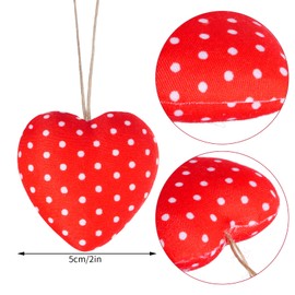 Tongcloud 24 Pieces Valentine's Day Heart Ornaments Fabric Heart Shape Hanging Ornaments for Valentine's Day Anniversary Wedding Party 2 Inches
