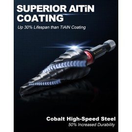 EZARC Step Drill Bit for Metal, M35 Cobalt Unibit Step Drill Bit Set 1/8"-7/8"(3pcs) Wear-Resistant AlTiN Coated, 1/4" Hex Shank for Metal, Stainless Steel, Aluminum, Plastic