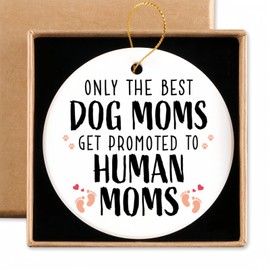 New Mom Gifts for Pregnant Women, Funny Dog Mom Pregnancy Ceramic Ornament Gift for Expecting Mom, Mother to be Gift for First Time Moms, Congrats on Pregnancy Present for Wife Friend Sister