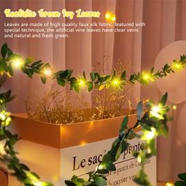 2 Pack 6ft Fairy Lights with Green Leaf Garland, Battery Operated,20 LED Artificial Garland Plant Vine Light Perfect for Bedroom, Christmas,Wall, Garden, Wedding, Party Centerpiece,Decor (Warm White)