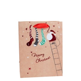 Boston International Gift Bag Christmas Holiday Gifting Paper Bags with Handles, Medium, Merry Christmas Stockings