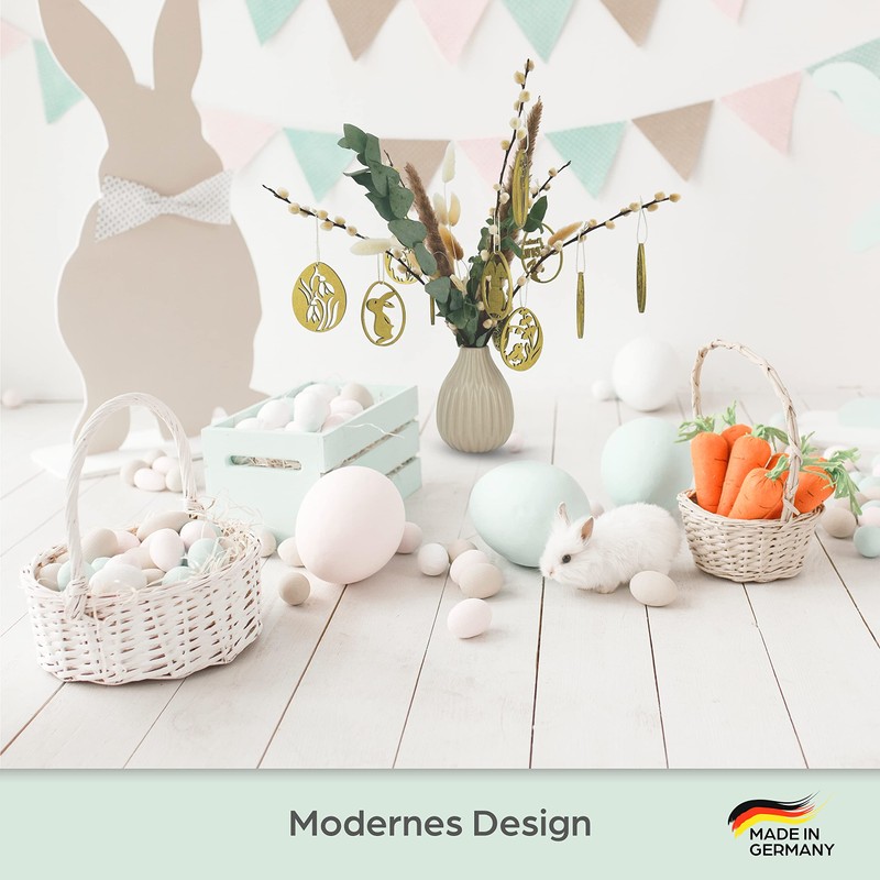 Birdart Box® 12x Ostereier zum Aufhängen – Osterdeko aus Holz,