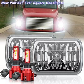 CHUSYYRAY For Freightliner FL50 FL60 FL70 FL80 MT35 MT45 7x6'' 5x7 LED Headlight Hi-Lo Kit