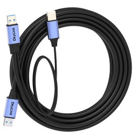 OkyLink 15ft(5M) Active USB 3.0/3.2 Gen 1 Data Cable A Male to A Male with Optional Power Cable 5Gbps for Industrial Printer, Scanner