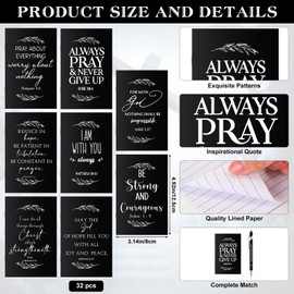 Qilery 32 Sets Christian Gifts Bible Verse Notebooks Prayer Journals Pens Religious Scripture Notepads Inspirational Pens Bulk Christmas for Men Women Church