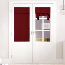 NICETOWN Door Curtain for Small Window, Privacy Door Blinds Thermal Insulated Door Window Covver for Front Back Door, Sidelight Curtains for Living Room French Door, W26 X L50, 1 Panel, Burgundy Red