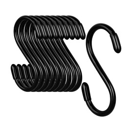 Ttdesefu 12 Stück 7,6 cm robuste Vinyl-beschichtete S-Haken zum Aufhängen – rutschfeste, schwarze Metallhaken für Schrank, Küche, Bad und Garten – ideal für Pflanzen, Töpfe, Pfannen, Handtücher, Jeans