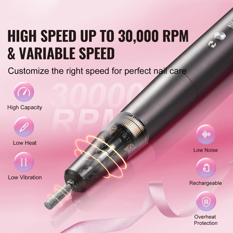 Electric Cordless Nail Drill 30000RPM Rechargeable Nail E File Machine