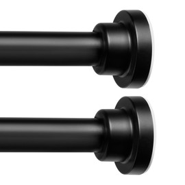 ENJOYBASICS ENJOYBASICS Adjustable Spring Tension Curtain Rods 32 to 66 Inches, Stainless Steel Matte Black Shower Rod No Drilling for Window, Bathroom, Closet, Room Divider, 7/8" Diameter, 2 Pack