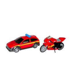 Peterkin MOTOR ZONE from Fire Incident Car & Bike Toy Vehicles | 2-Piece Set including Fire & Rescue Car and Motorbike | 1:48 Scale - Car | 1:18 Scale - Motorbike | Diecast Vehicles | Ages 3+