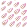 Chrome Press on Nails Medium Almond Fake Nails Pink Ombre