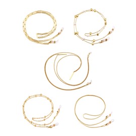 Jovivi 5 Pieces Eyeglass Chains String Holders for Women 14K Gold Plated Stylish Link Necklace Around Neck Glasses Mask Sunglasses Chain Lanyard Eyewear Retainer Accessory Chain
