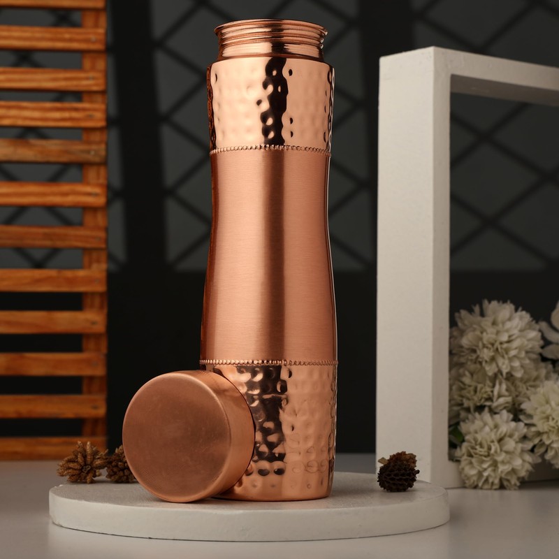 Pure Copper Water Bottle Wide Mouth, 1000 Ml Capacity (33.81