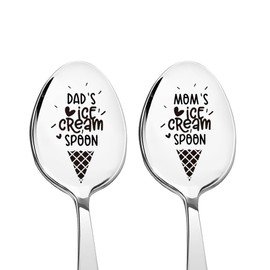 Parents Anniversary Christmas Gifts for Parent from Son Daughter Dad's Mom's Ice Cream Spoon Set for Parent Appreciation Gifts for Mom and Dad Retirement Gifts for Father Mother Parents Spoons Gift