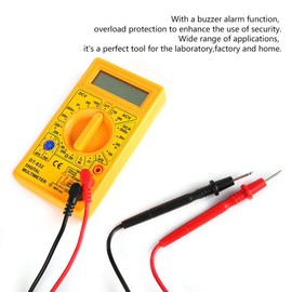 Digital Display Multimeter, DT-832 Handheld Pocket Digital Multimeter AC/DC Voltage Current Resistance Tester with Buzzer, Test Leads, Pocket Portable Meter Equipment (Yellow)