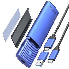 ORICO M.2 NVMe SATA SSD Enclosure Adapter Tool-Free, USB C 3.2 Gen 2 10Gbps NVMe, 5Gbps NGFF SATA PCIe M-Key(B+M Key) 2230/2242/2260/2280, Aluminum External M2 Case Support UASP Trim- PWEM2-BL