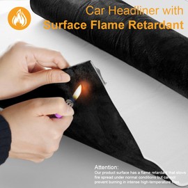 Auto Suede Headliner Fabric Material with Foam Backing, 54" L × 60" W Automotive Interior Roof Replacement Upholstery Fabric for Car Truck SUV RV Boat, Home Repair DIY