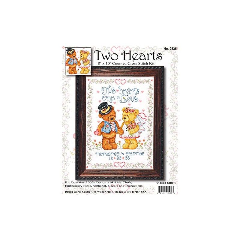 Design Works Two Hearts Wedding Sampler Cross Stitch Kit, Multi-Colour