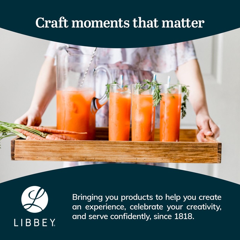 Libbey Modern Bar Highball Glasses Set of 6 and Pitcher,