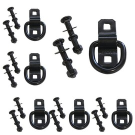 (Pack of 6) Black 3/8inch D Ring Tie Down Anchor with Complete 2.5inch Mounting Hardware