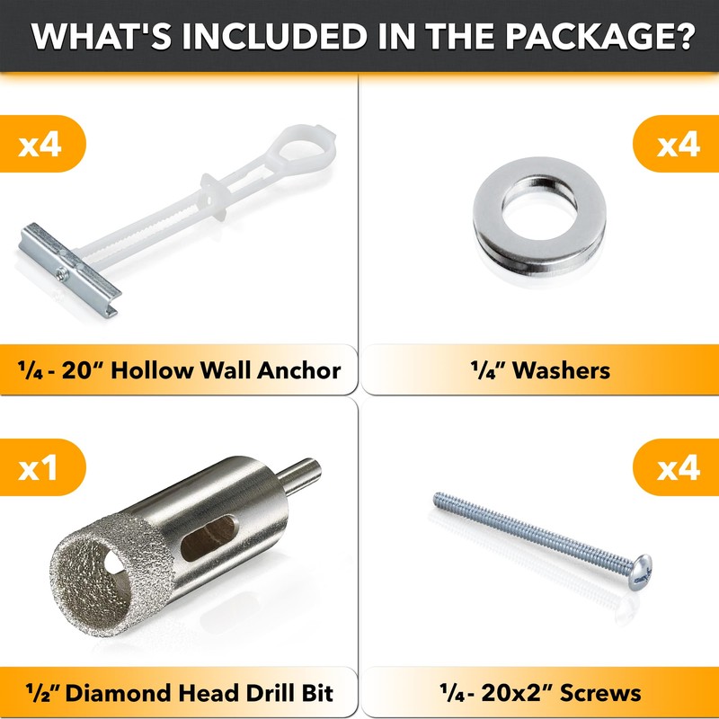 CondoMounts MSK9002 Tiled Wall TV Mounting Kit | Granite |