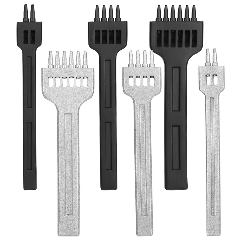 6Pcs Prong Chisel Round Hole DIY Leather Punch Tool HighCarbon
