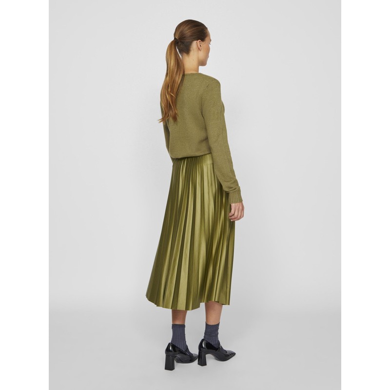 Vila Female Pleated Midi Skirt, Capulet Olive