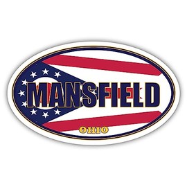 Mansfield City Ohio State Flag | OH Flag Richland County Oval State Colors Reflective Sticker Car Decal 3x5 inches
