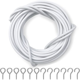 Dikots Net Curtain Wire and Hooks Set - 10M Curtain wire kit includes 25 Eyes & 25 Hooks - A Multipurpose Wire