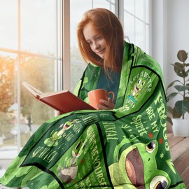 Frog Gifts, Frog Blanket 50"X60", Frog Gifts for Women, Frog Gifts for Frog Lovers, Frog Stuff for Girls, Frog Themed Gifts, Frog Gifts Blanket on Birthday, Frog Gifts for Girls/Boys Blankets