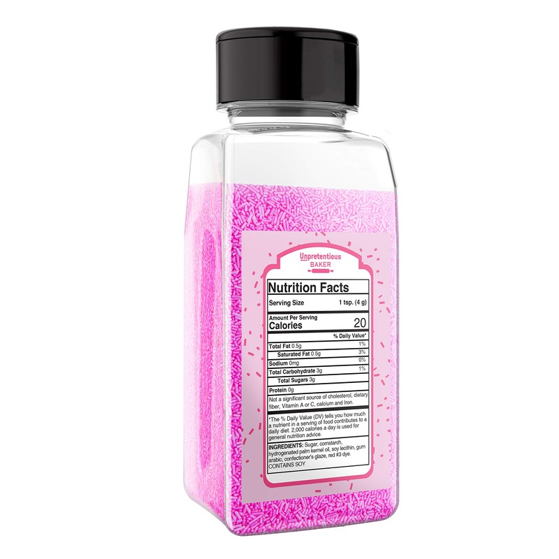 Pink Sprinkles (2 Cup Shaker Jar) Colorful Gluten-Free Jimmies for