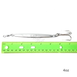 5pcs Fish WOW!® 4oz Diamond Jigs Chrome Silver jig with a Treble Hook