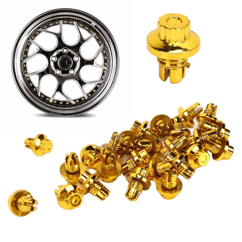 KIMISS Wheel Rivets, Pack of 25 Rim Rivets Gold ABS