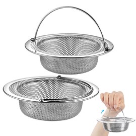 2 Stück Abflusssieb - Sieb für Spülbecken mit Griff, Abflusssieb Edelstahl Rostfrei, Spülbecken Sieb Verstopfungsschutz Küche Abfluss Spüle für Dusche,Badewanne, Küche (11 x 8 x 3 cm)