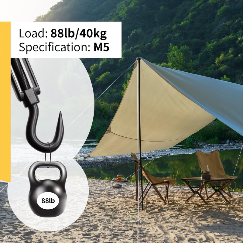 RiaYer 5PCS M5 Hook & Eye Turnbuckle 304 Stainless Steel